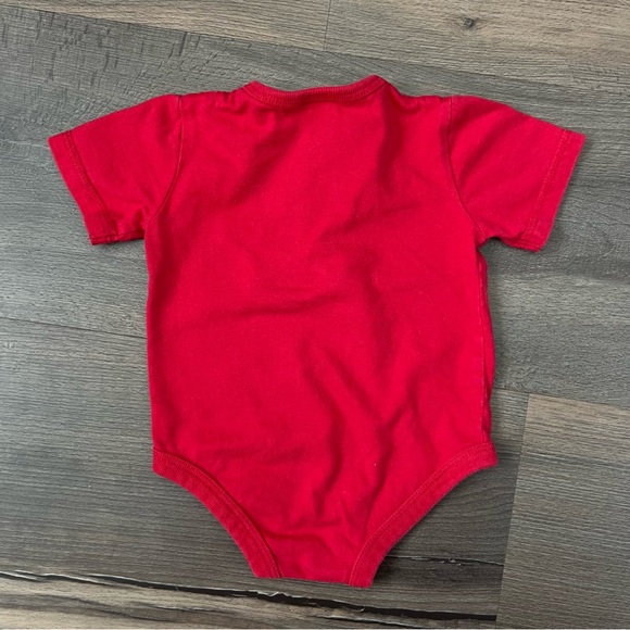 Vintage 90s Cowboys & Angels Red Henley Short Sleeve Onesie Size 3/6 Months - Picture 5 of 5